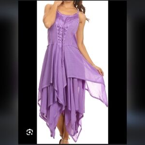 SAKKAS Lady Mary Jacquard Corset Style Bodice Lightweight Handkerchief Hem Dress